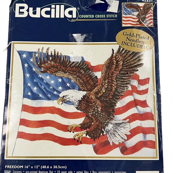 Bucilla Freedom Linda Gillum 16" x 12" Counted Cross Stitch Kit Opened Complete - Picture 1 of 4